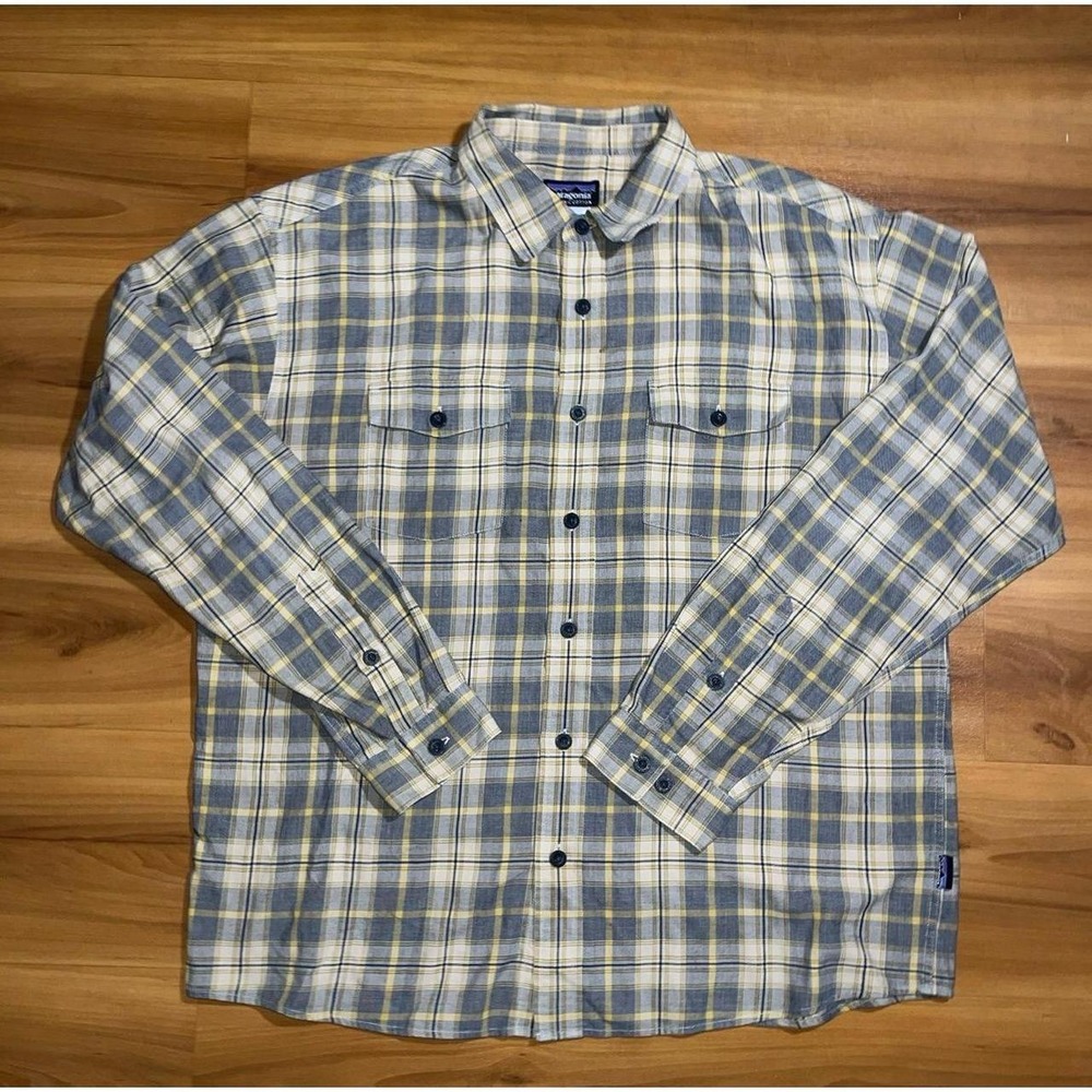 Mens Patagonia Organic Cotton Plaid Button Up Casual Pocket Long Sleeve Shirt